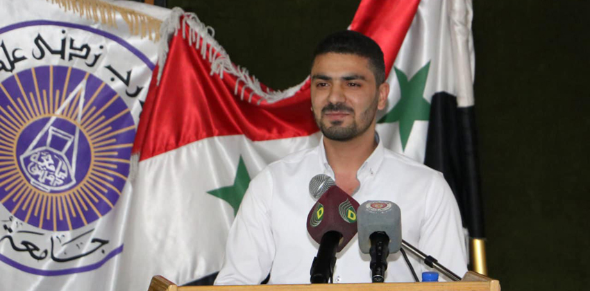 الطالب نجيب ملقي من طلبة جامعة البعث الفائزين بالمسابقة الخضراء الثانية